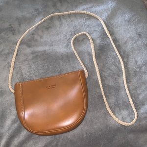 Brown leather, rope strap purse
